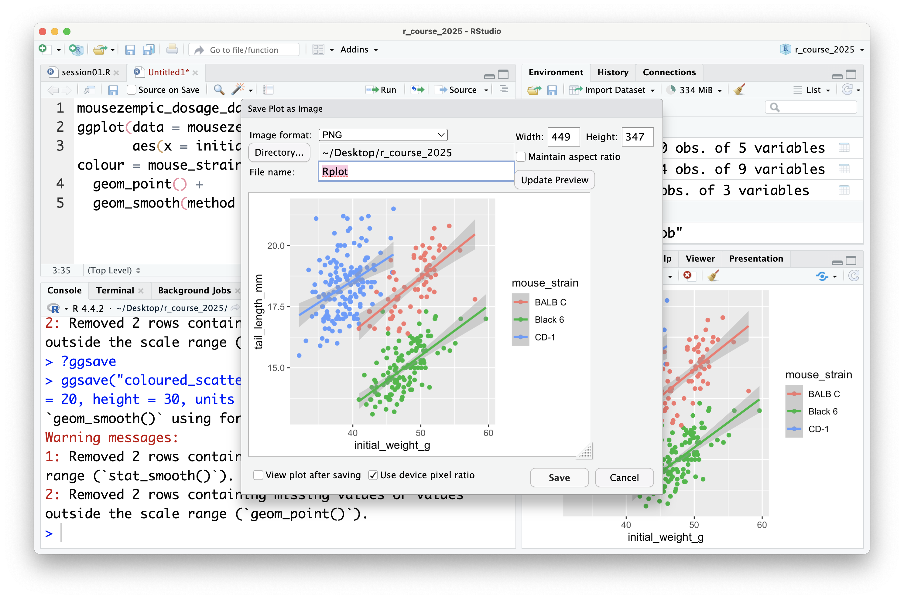 Saving an R plot as an image